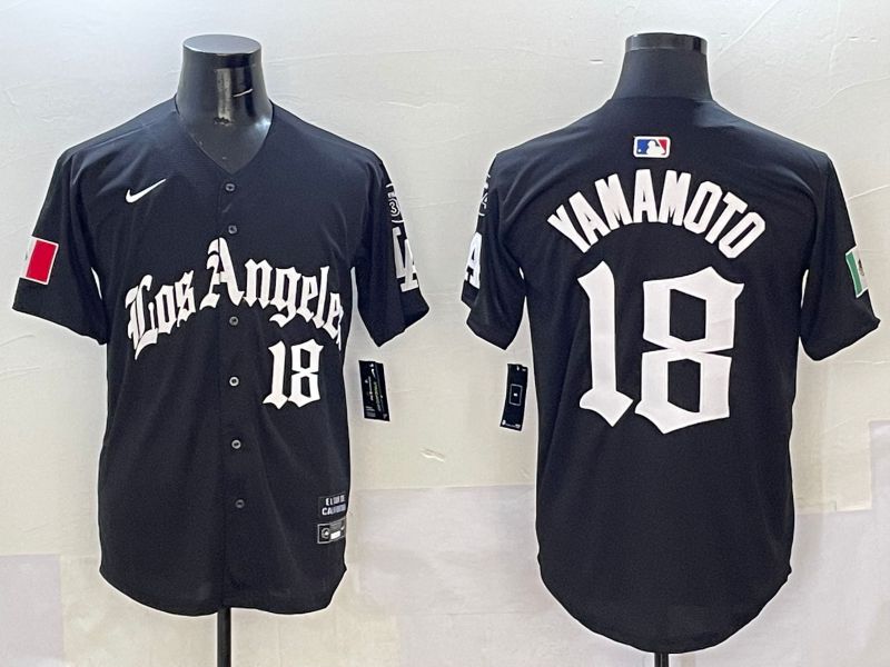 Men Los Angeles Dodgers #18 Yamamoto Black 5th Jointly Name 2026 Nike MLB Jersey style 01